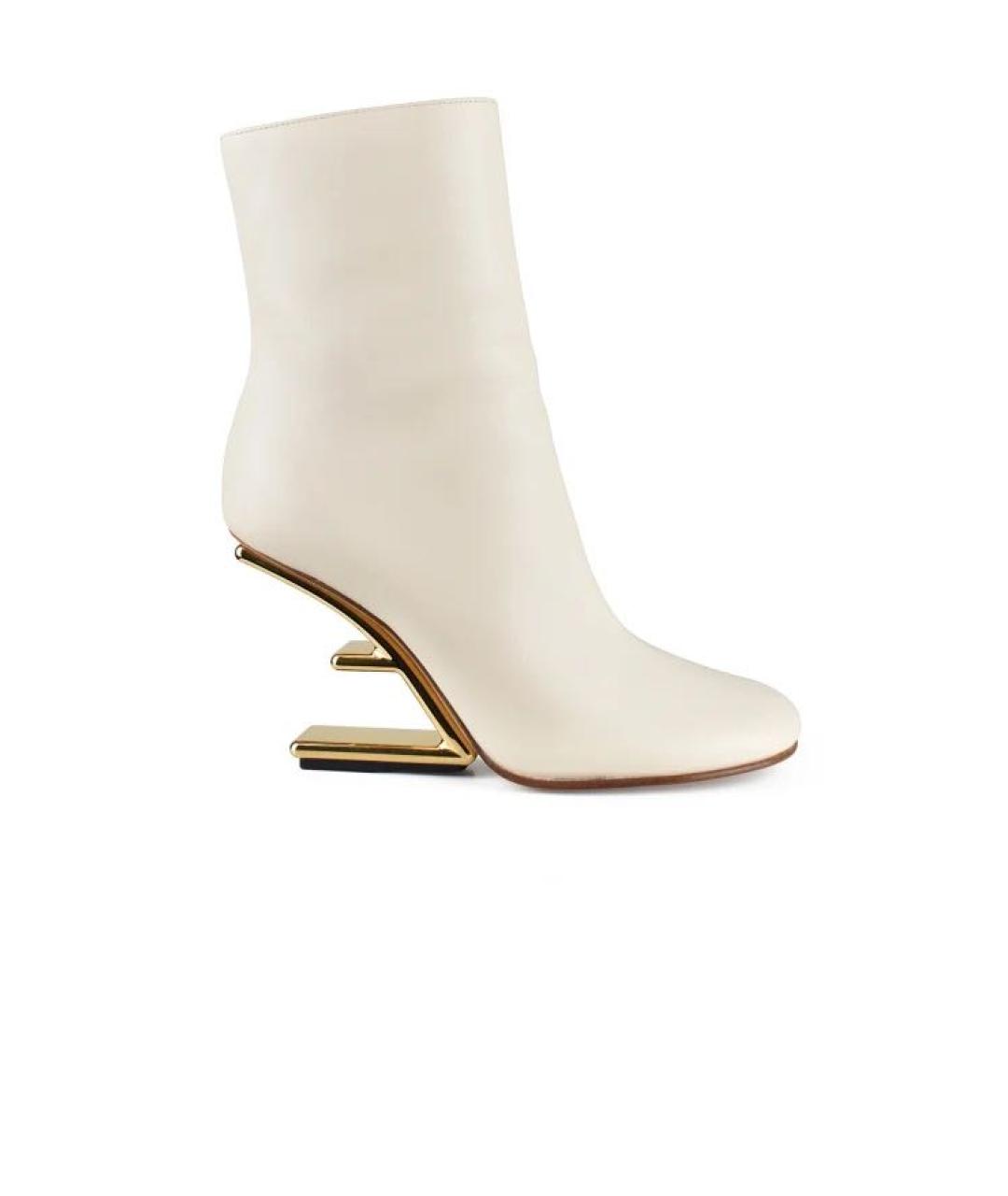 FENDI Белые кожаные ботильоны, фото 6