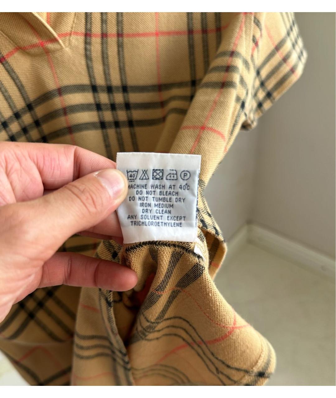 BURBERRY Горчичная хлопковая футболка, фото 7