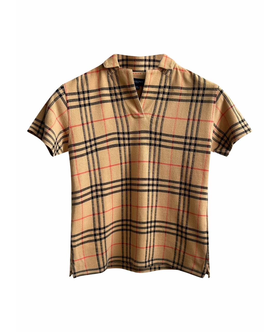 BURBERRY Горчичная хлопковая футболка, фото 1