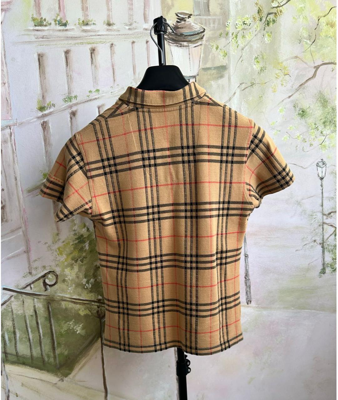 BURBERRY Горчичная хлопковая футболка, фото 2