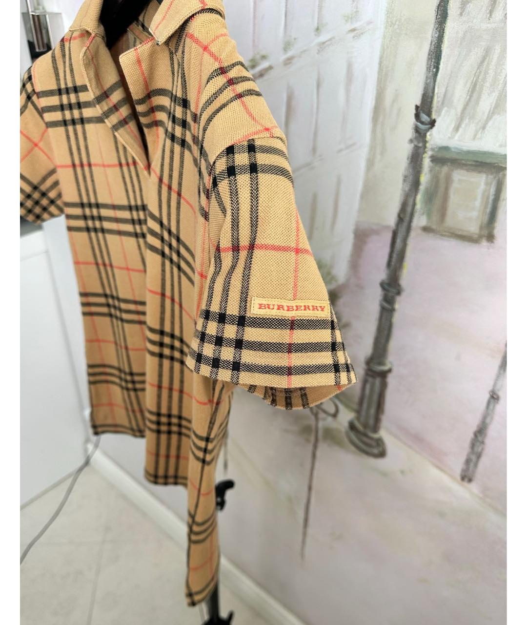 BURBERRY Горчичная хлопковая футболка, фото 4