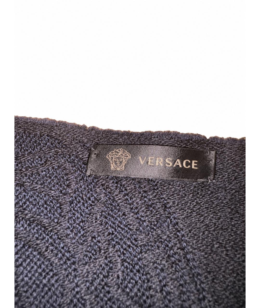 VERSACE Черный шерстяной шарф, фото 4