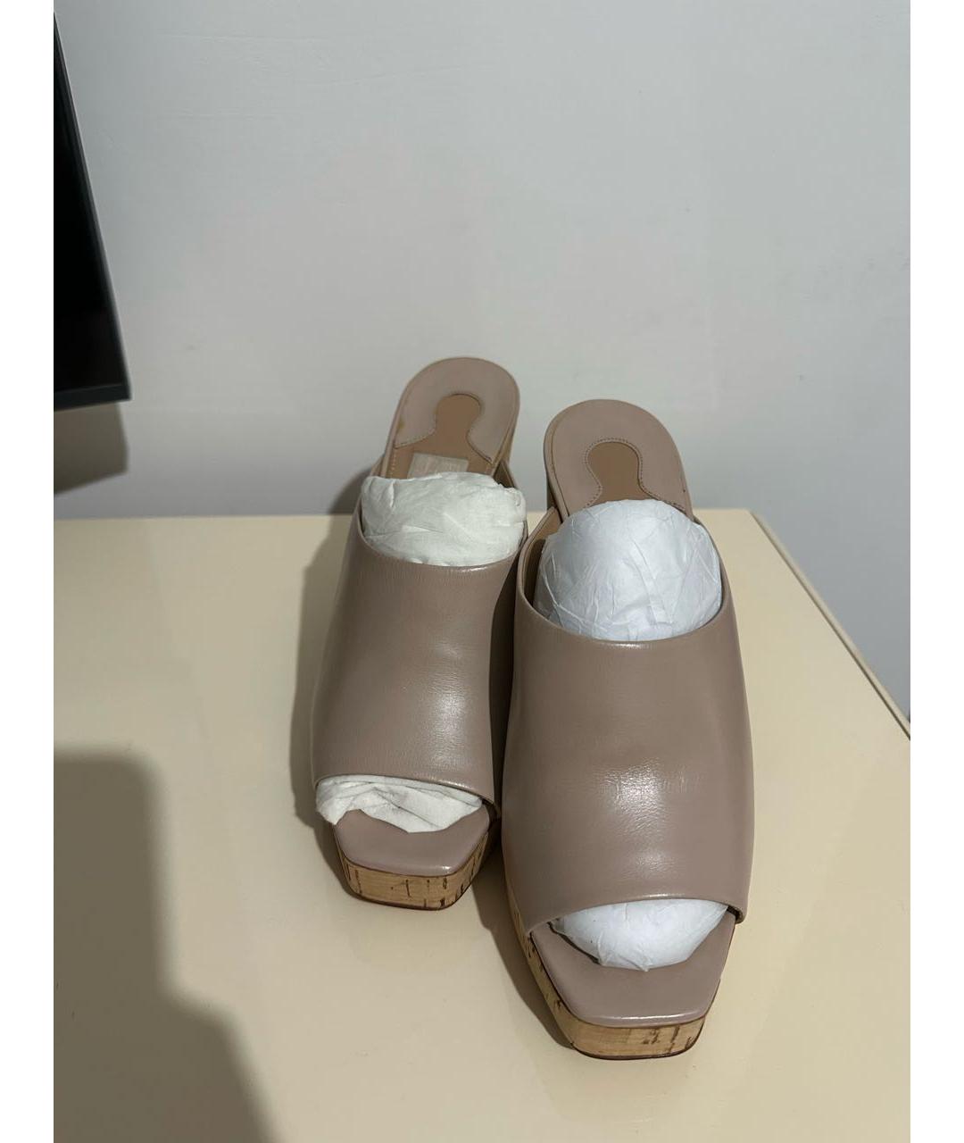 FERRAGAMO Бежевые кожаные сабо, фото 2