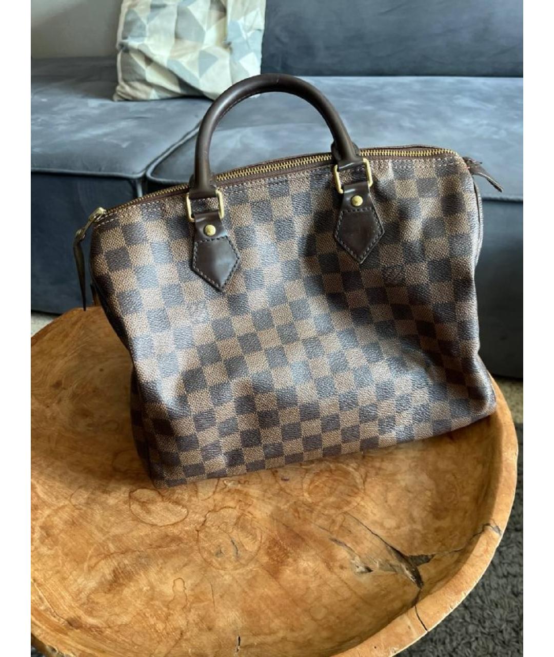LOUIS VUITTON Коричневая сумка с короткими ручками из канвы, фото 2
