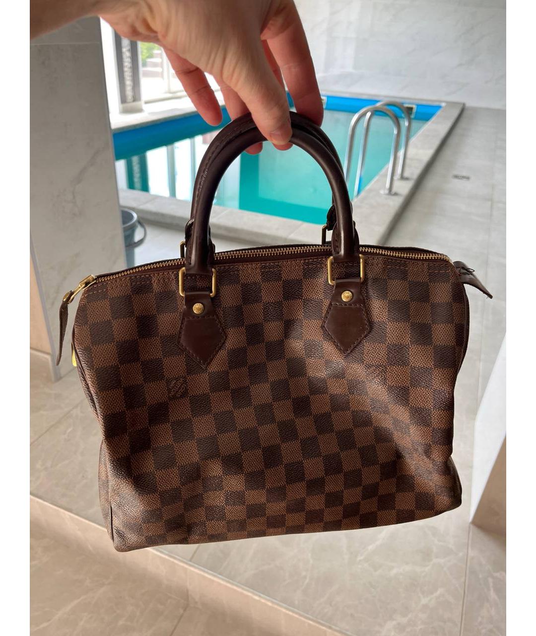 LOUIS VUITTON Коричневая сумка с короткими ручками из канвы, фото 6