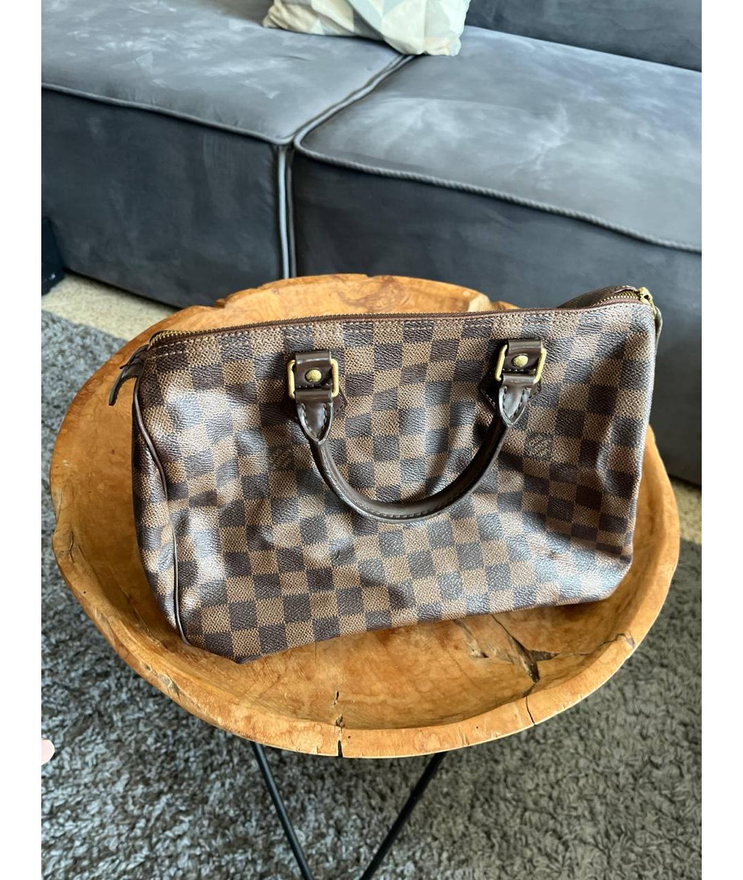 LOUIS VUITTON Коричневая сумка с короткими ручками из канвы, фото 4