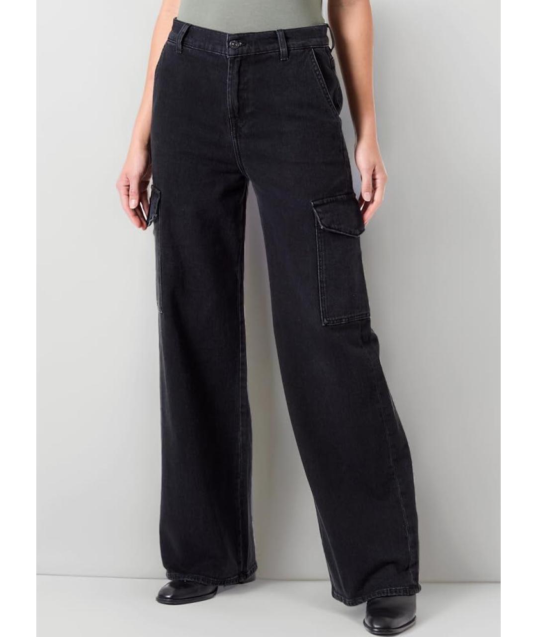 7 FOR ALL MANKIND Черные хлопко-эластановые прямые джинсы, фото 6