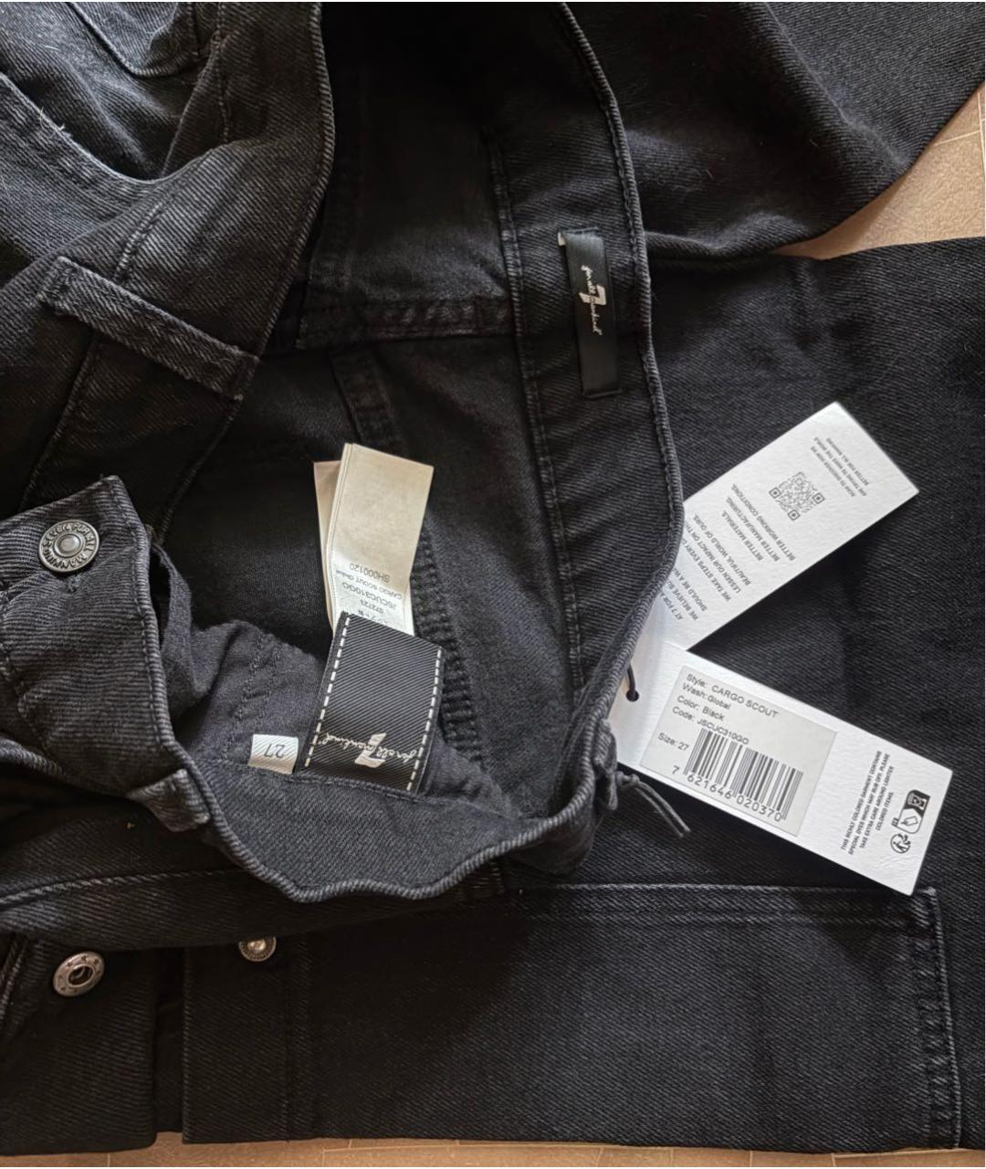 7 FOR ALL MANKIND Черные хлопко-эластановые прямые джинсы, фото 3