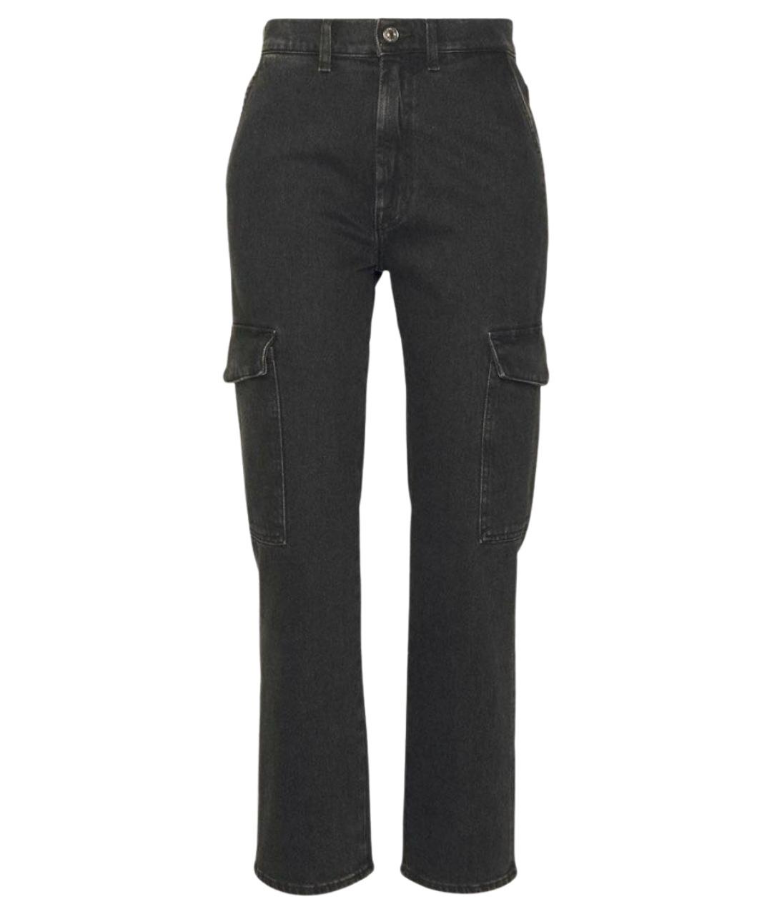 7 FOR ALL MANKIND Черные хлопко-эластановые прямые джинсы, фото 1