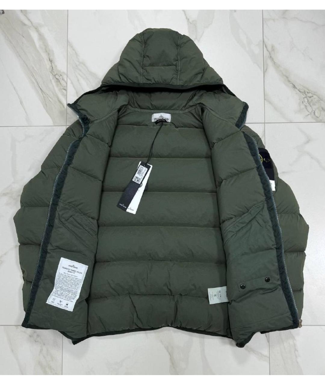 STONE ISLAND Зеленый пуховик, фото 5