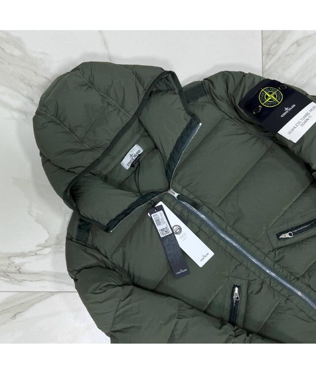 STONE ISLAND Зеленый пуховик, фото 2