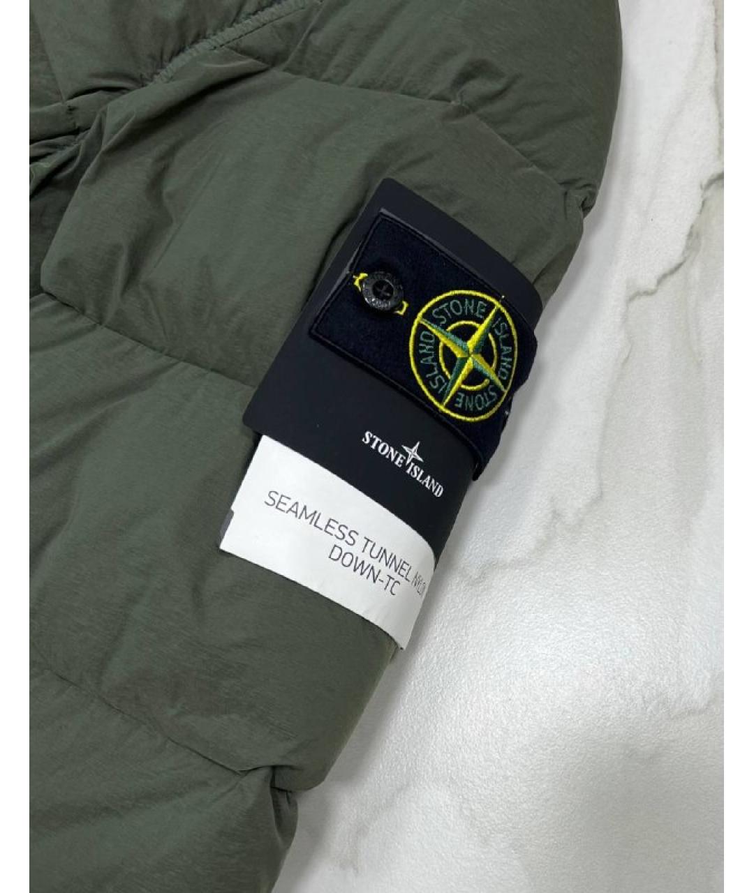 STONE ISLAND Зеленый пуховик, фото 3