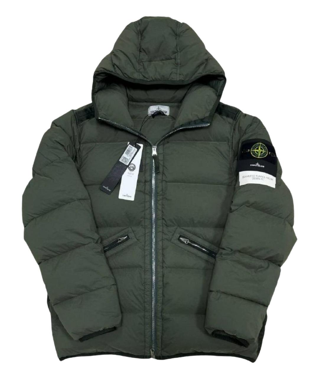 STONE ISLAND Зеленый пуховик, фото 1