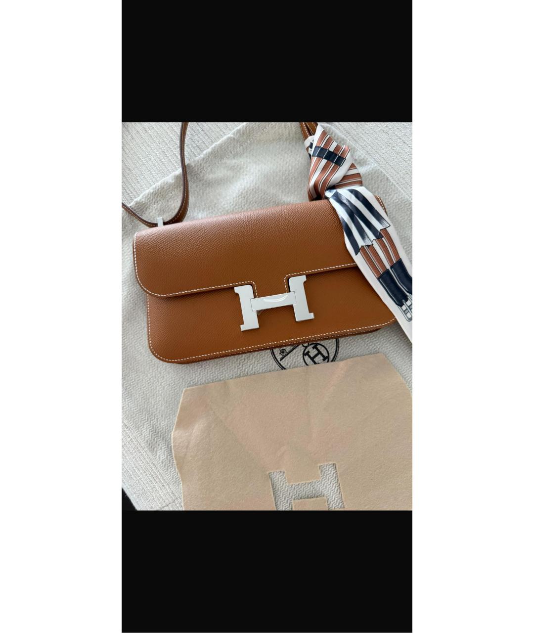 HERMES Коричневая кожаная сумка через плечо, фото 2