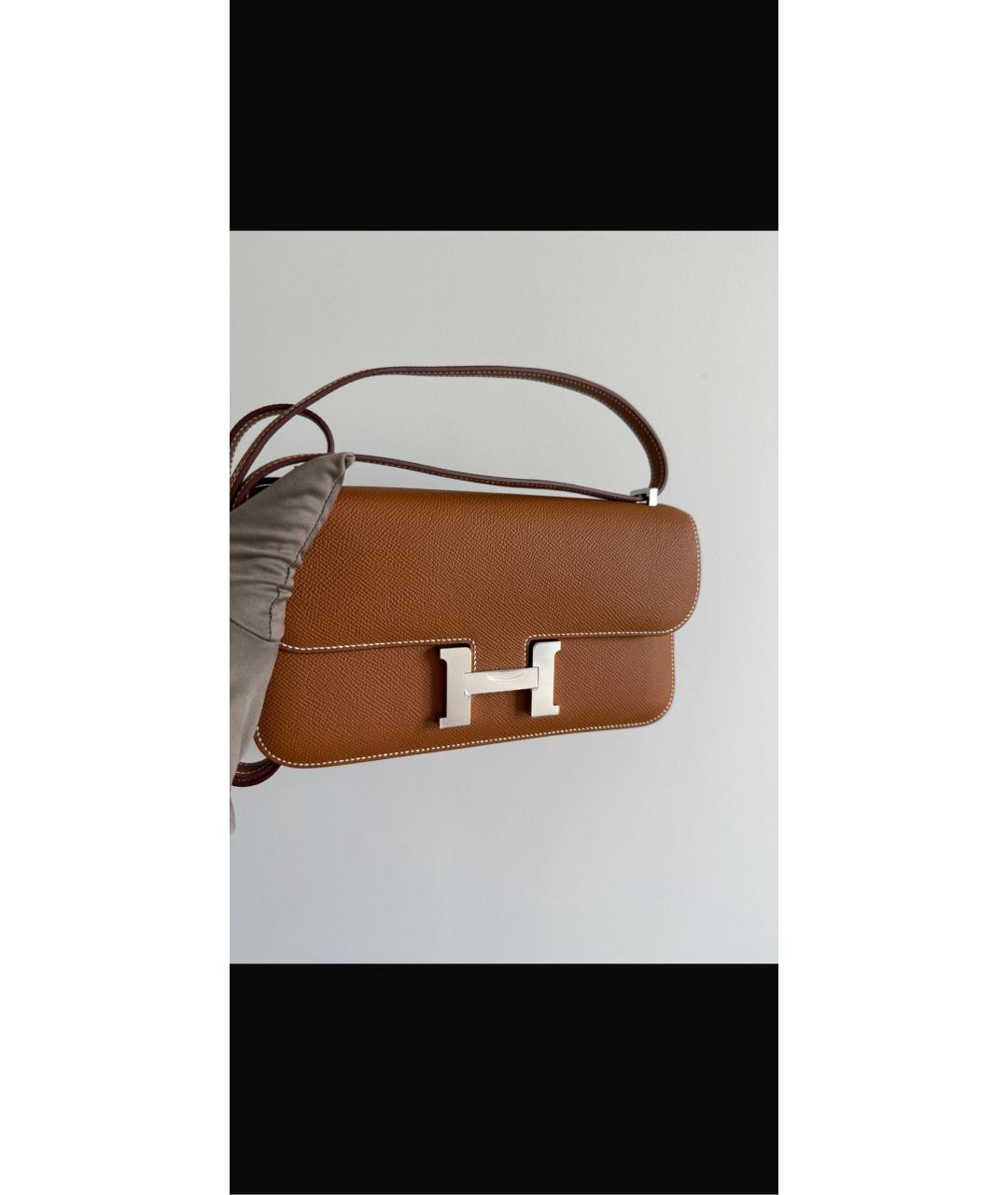 HERMES Коричневая кожаная сумка через плечо, фото 3