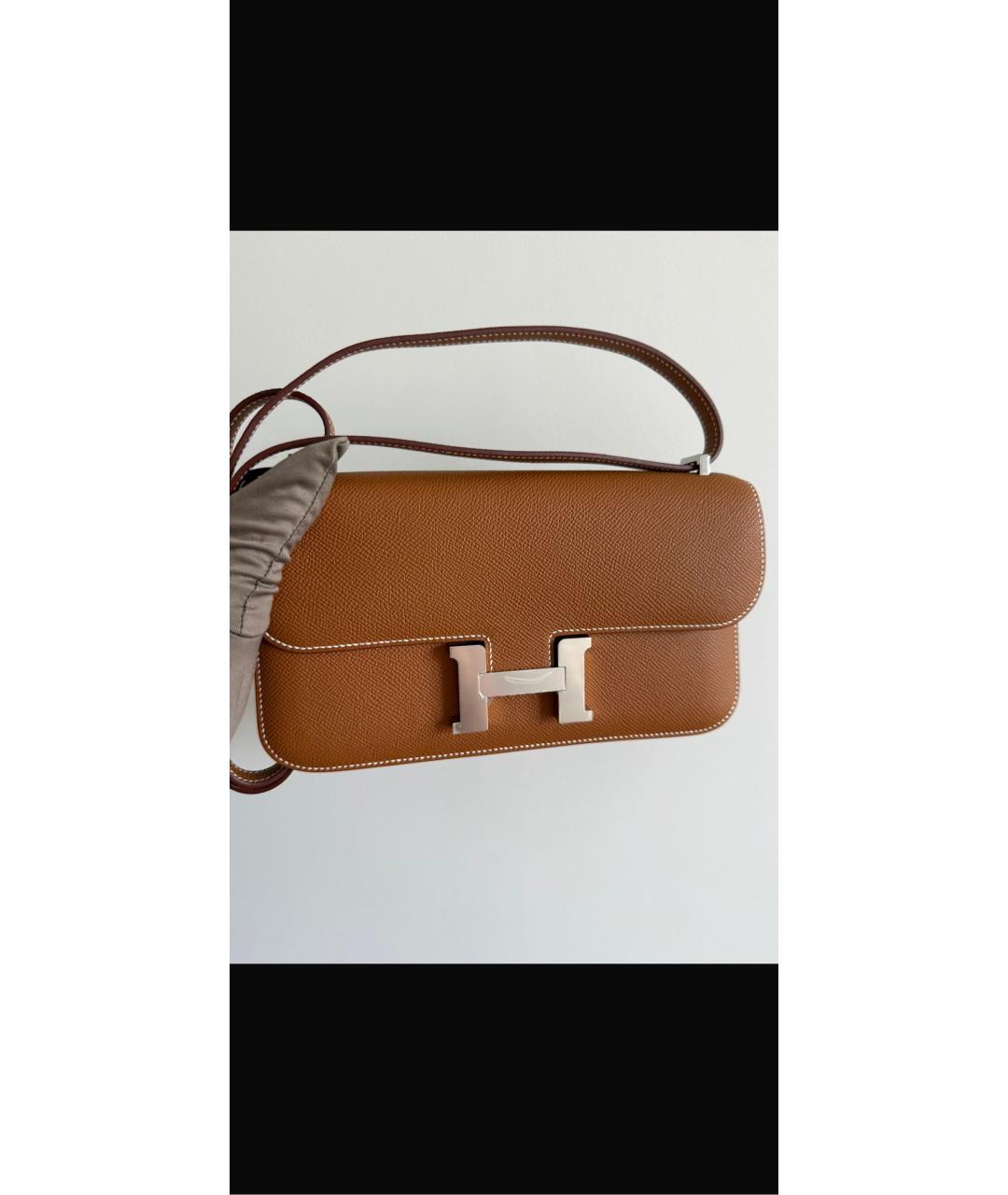 HERMES Коричневая кожаная сумка через плечо, фото 5