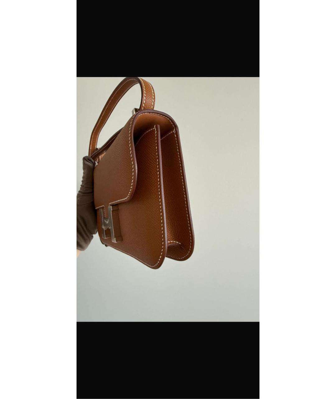 HERMES Коричневая кожаная сумка через плечо, фото 4