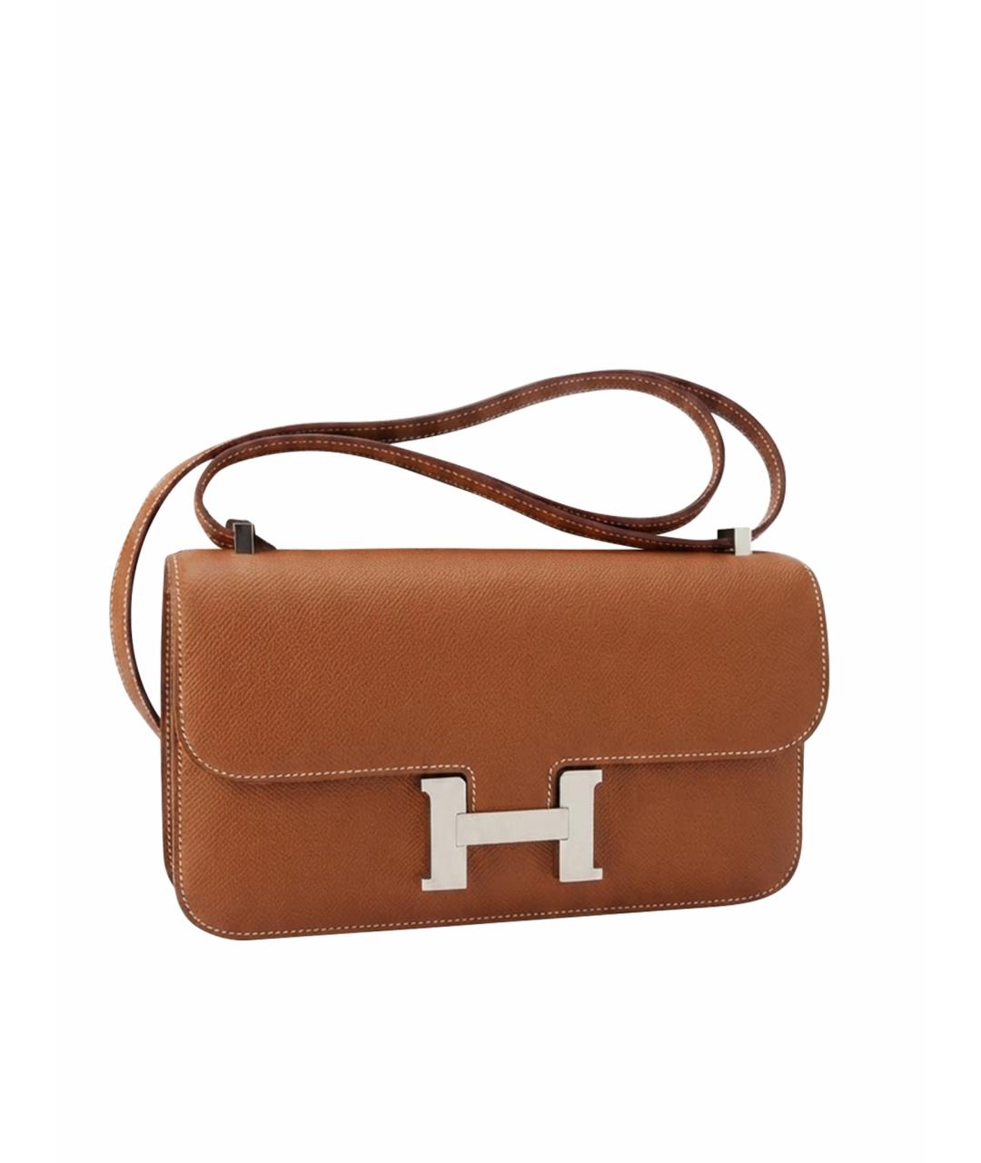 HERMES Коричневая кожаная сумка через плечо, фото 1