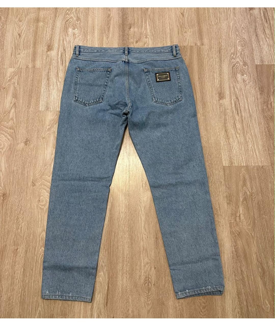 DOLCE&GABBANA Голубые хлопковые прямые джинсы, фото 2