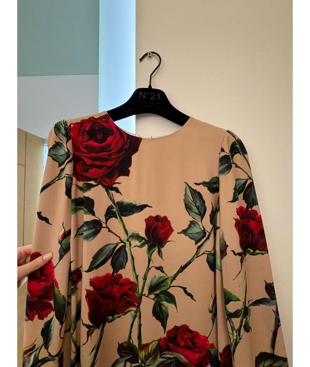 DOLCE&GABBANA Бежевое шелковое платье, фото 3
