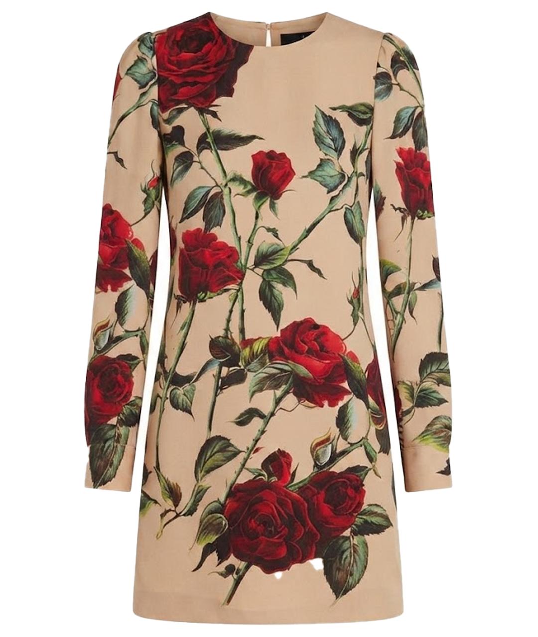DOLCE&GABBANA Бежевое шелковое платье, фото 1