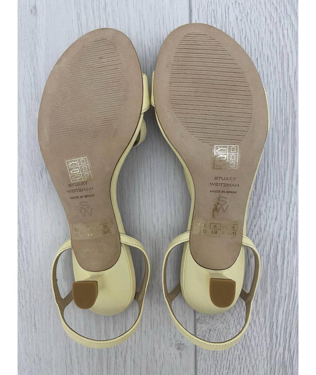 STUART WEITZMAN Желтые кожаные босоножки, фото 6