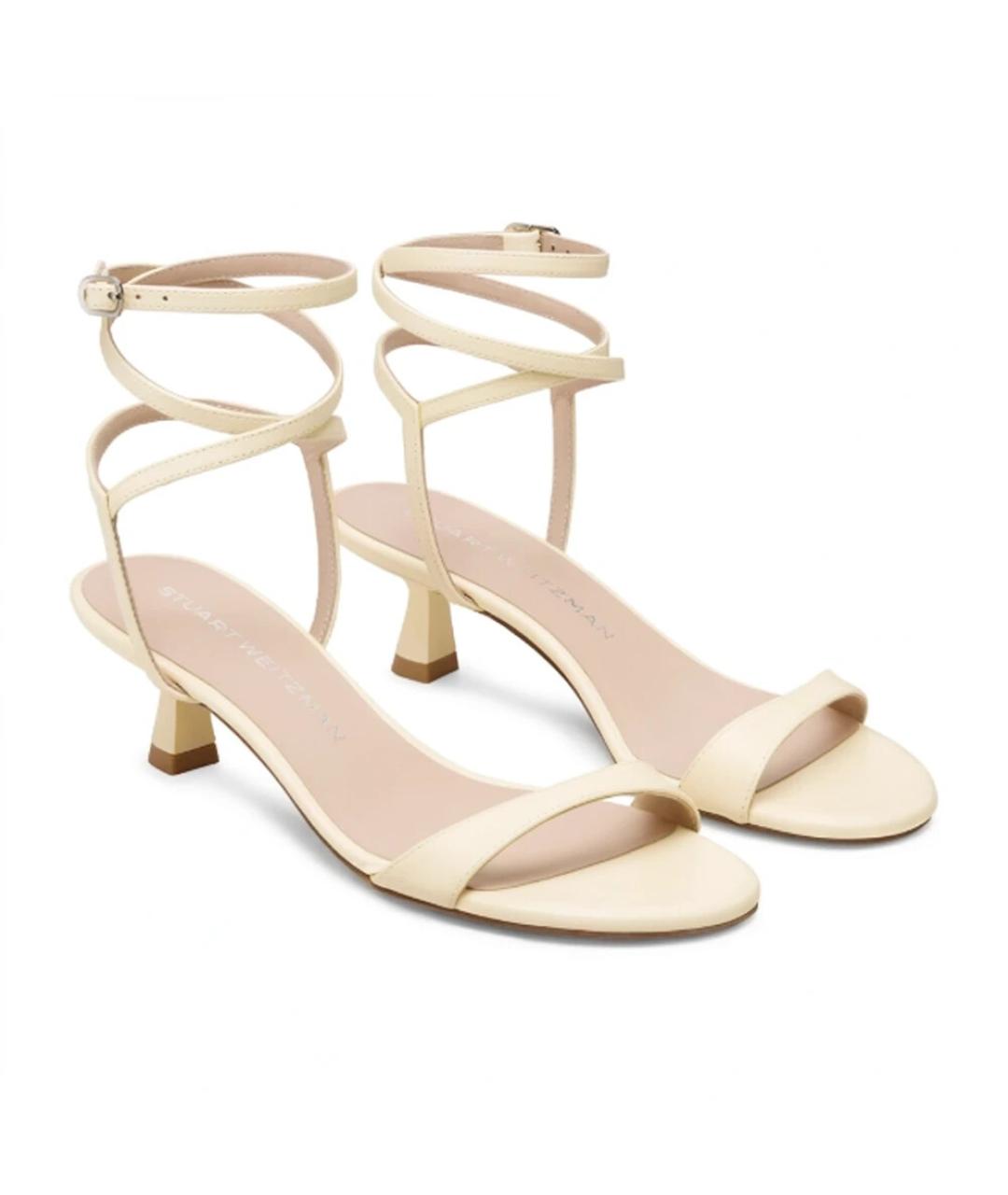 STUART WEITZMAN Желтые кожаные босоножки, фото 2