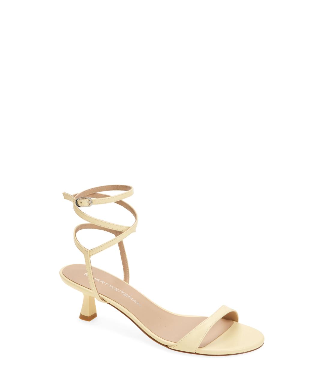 STUART WEITZMAN Желтые кожаные босоножки, фото 4