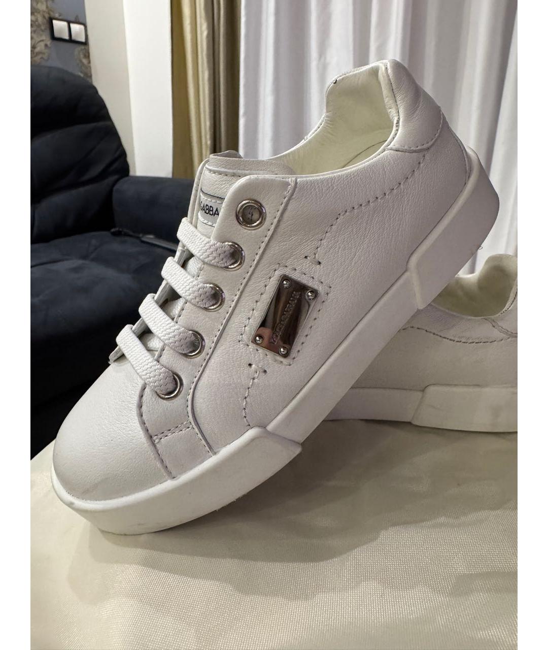 DOLCE&GABBANA Белые кожаные кеды, фото 6