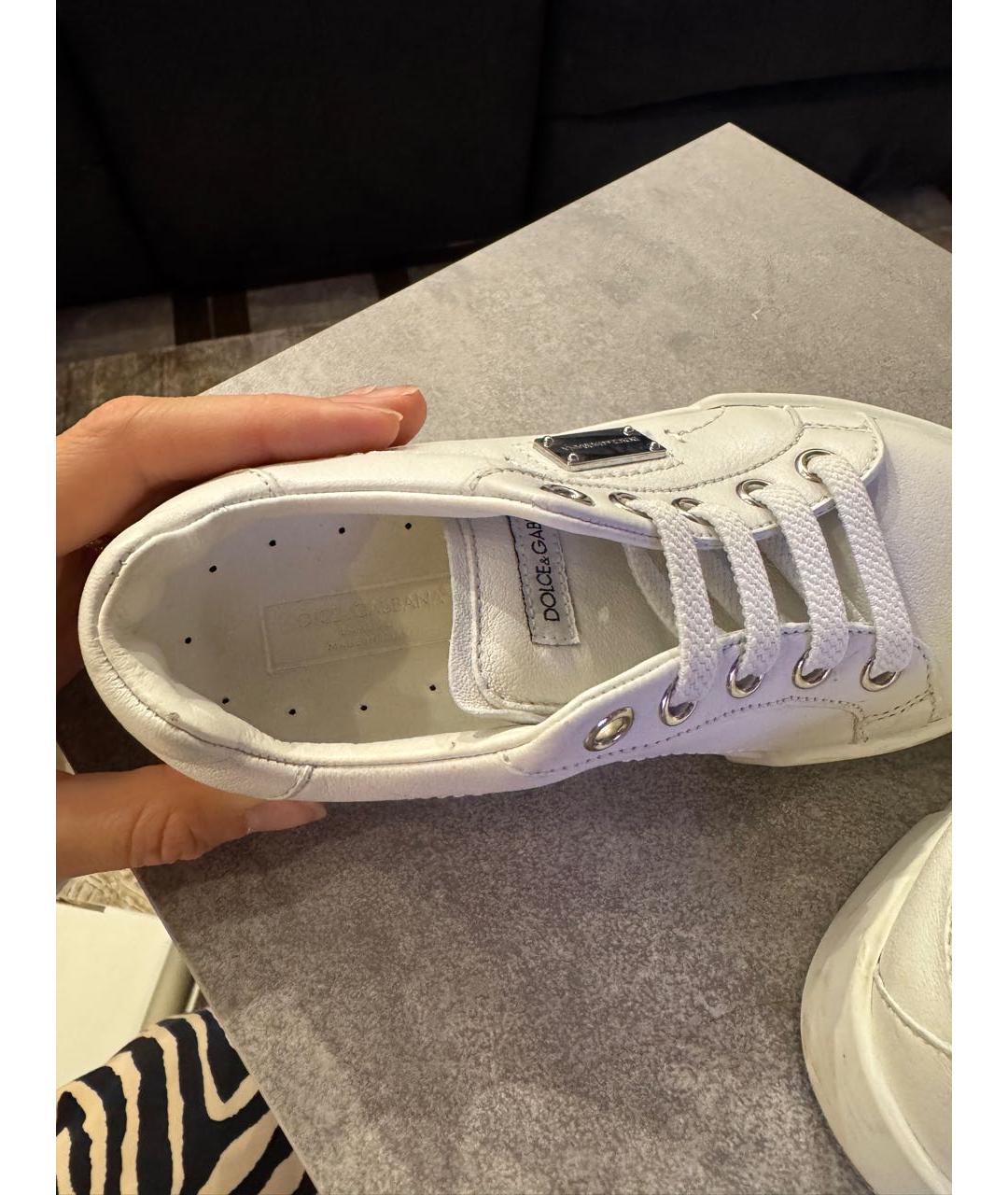 DOLCE&GABBANA Белые кожаные кеды, фото 7