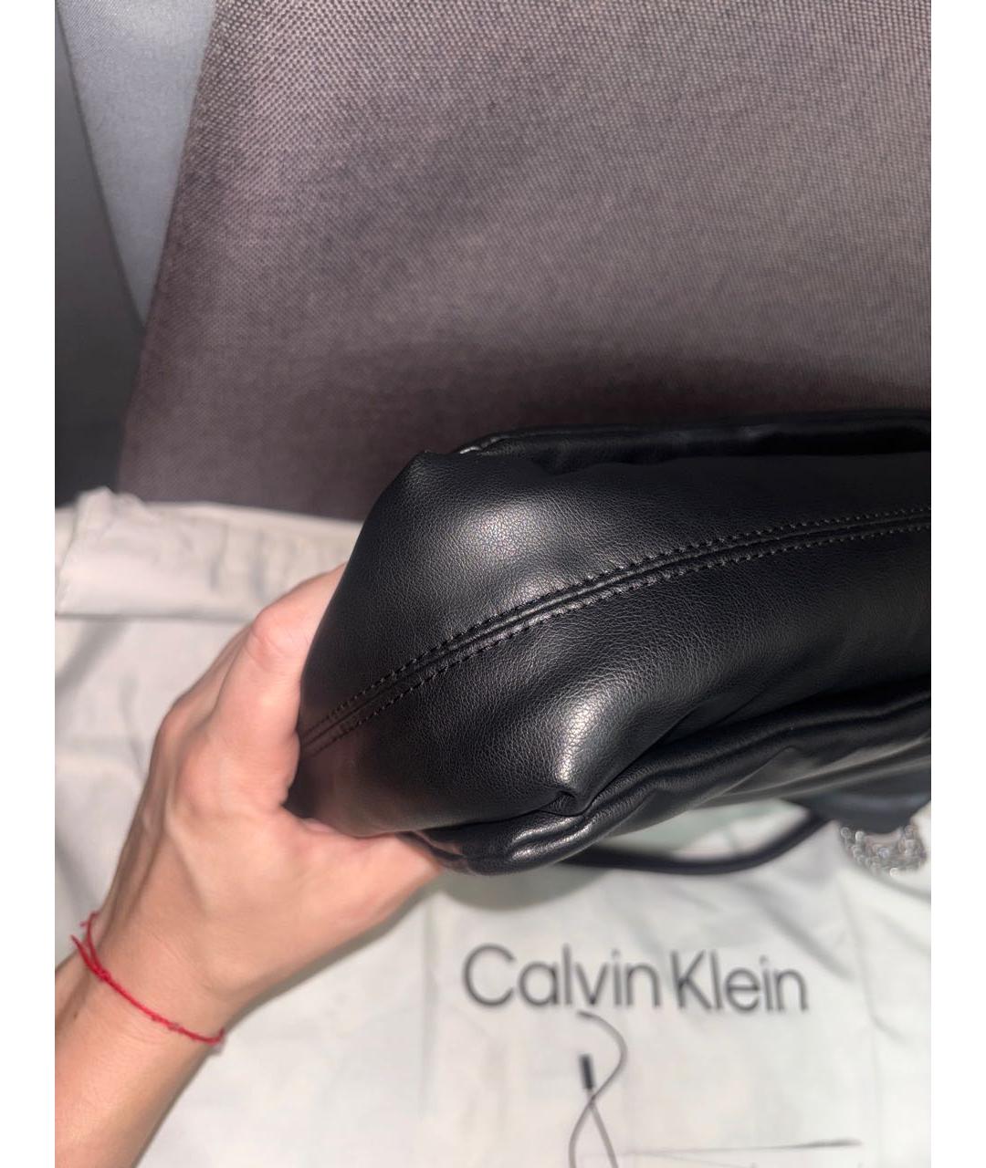 CALVIN KLEIN Черная сумка тоут из искусственной кожи, фото 6