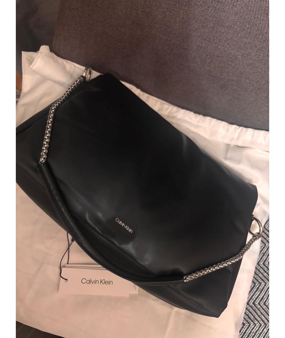 CALVIN KLEIN Черная сумка тоут из искусственной кожи, фото 8