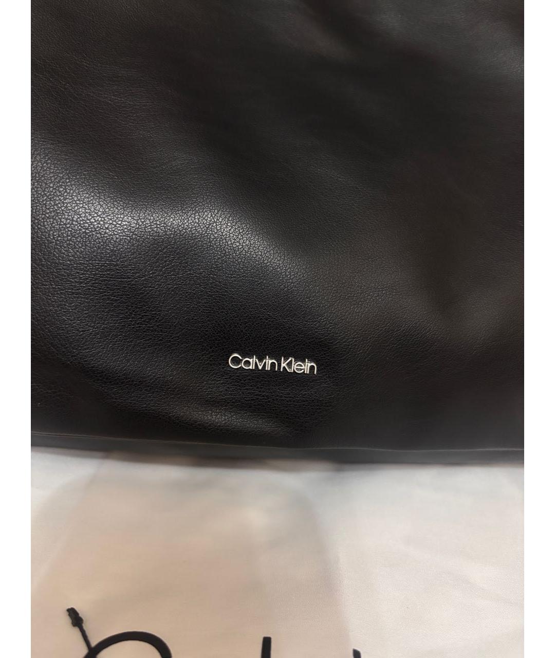 CALVIN KLEIN Черная сумка тоут из искусственной кожи, фото 3