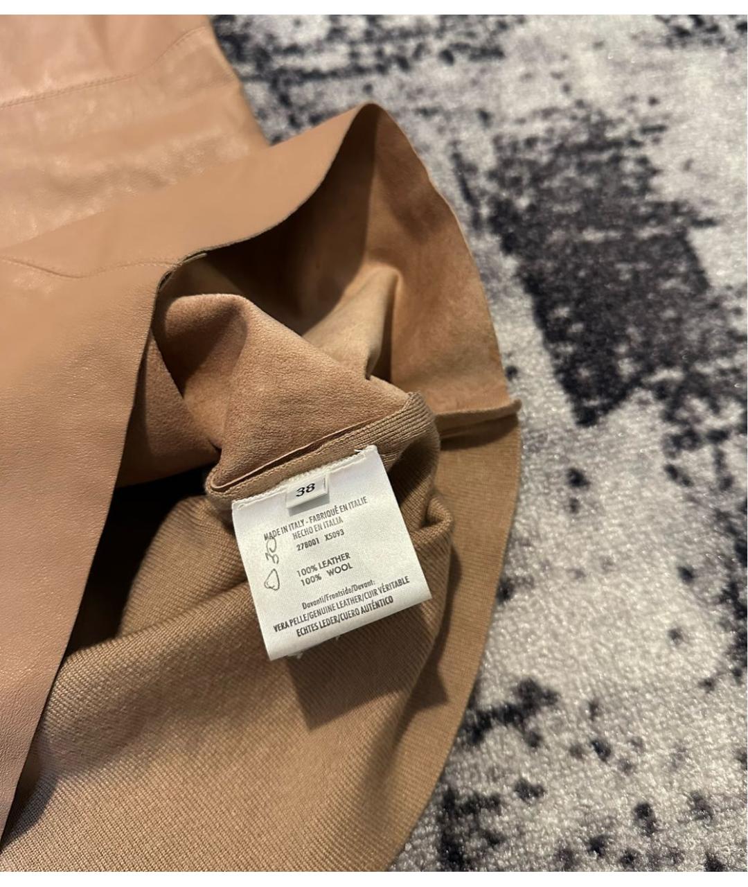 FENDI Бежевое кожаное повседневное платье, фото 5