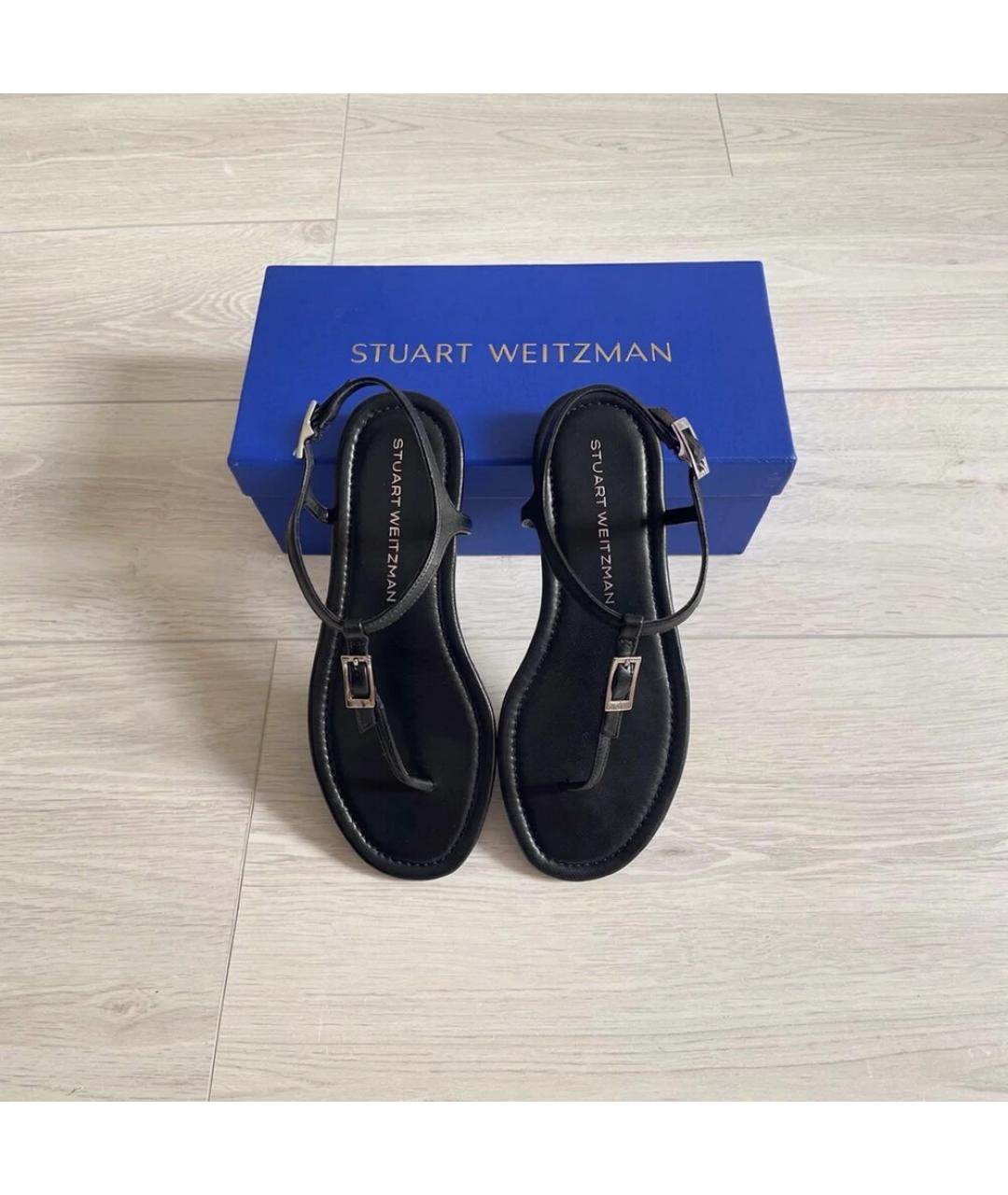 STUART WEITZMAN Черные кожаные сандалии, фото 2