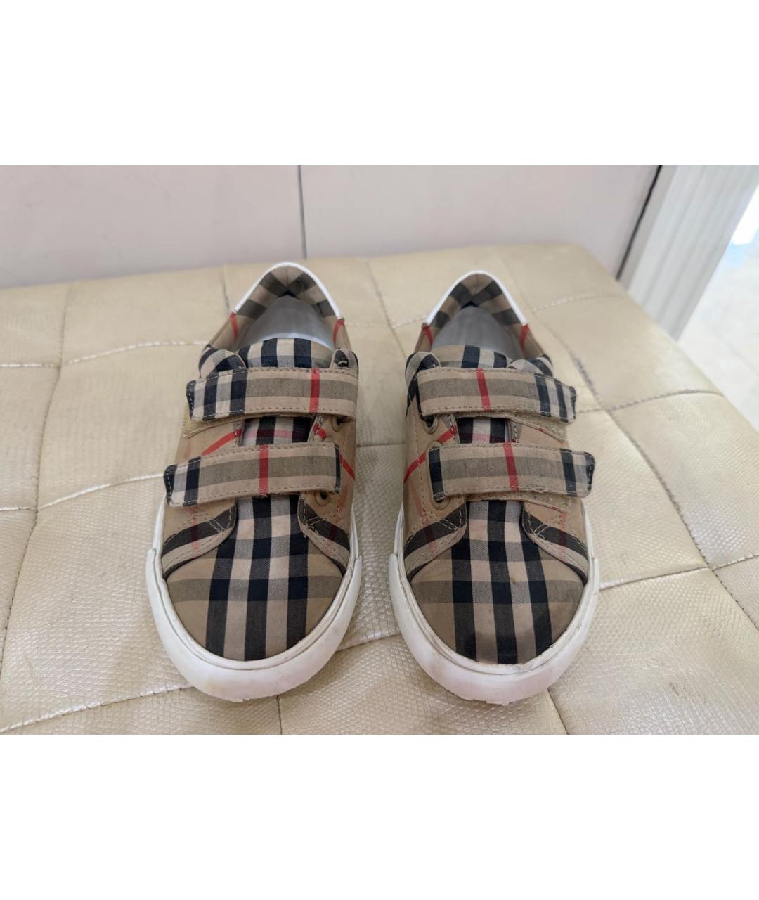 BURBERRY Бежевые текстильные кеды, фото 2