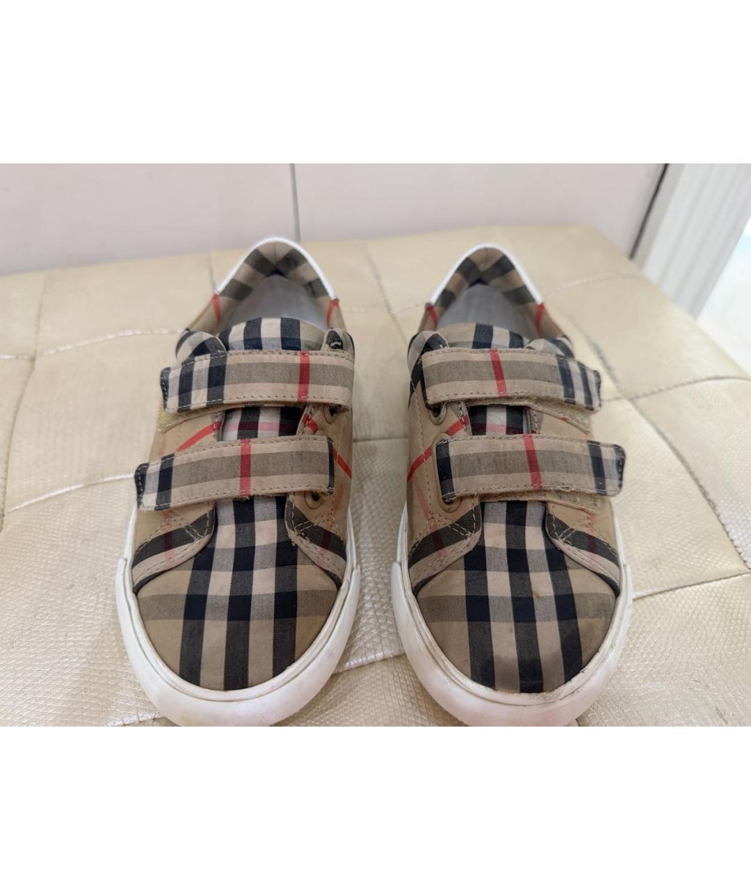 BURBERRY Бежевые текстильные кеды, фото 3