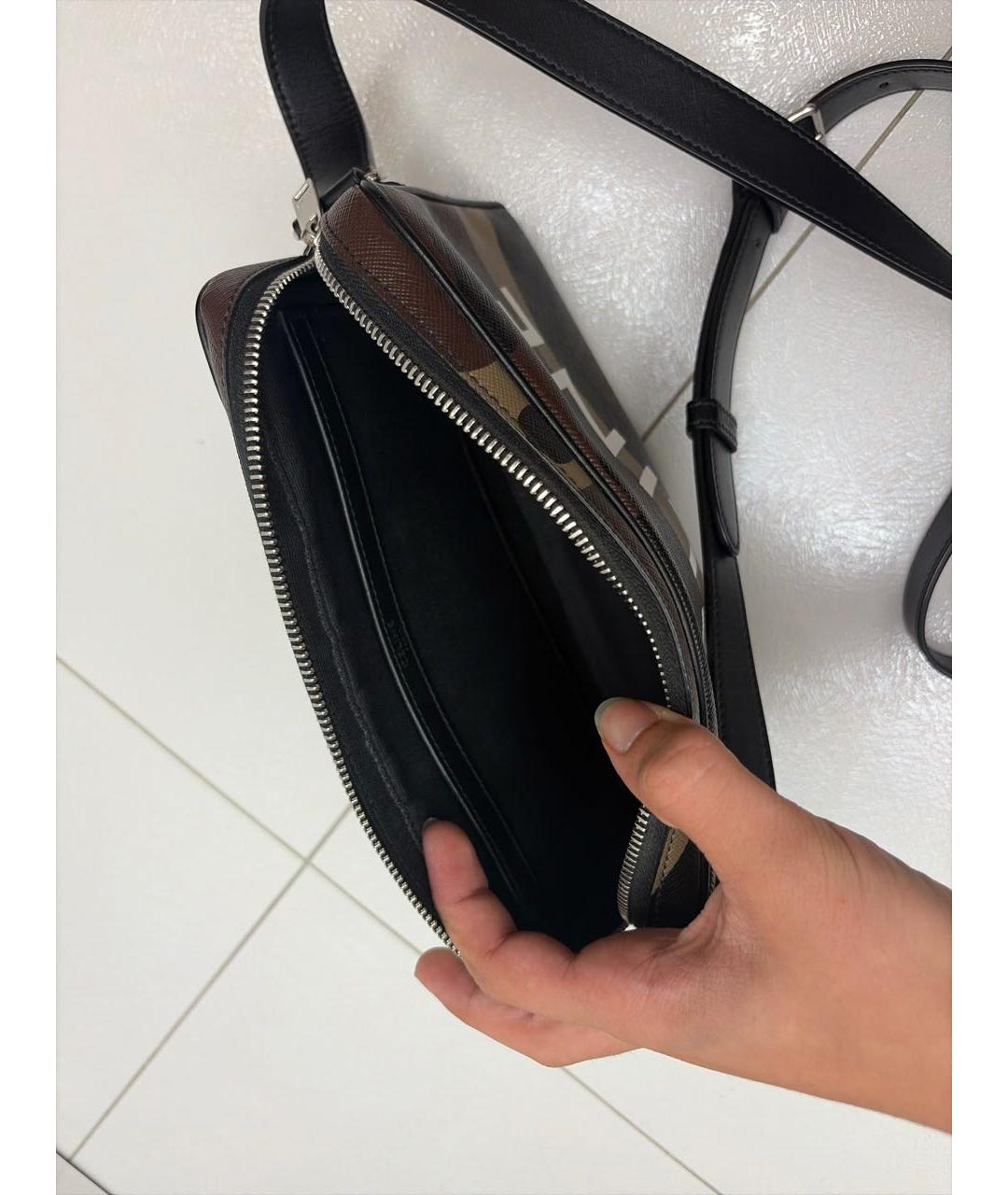 CELINE Хаки барсетка из канвы, фото 4