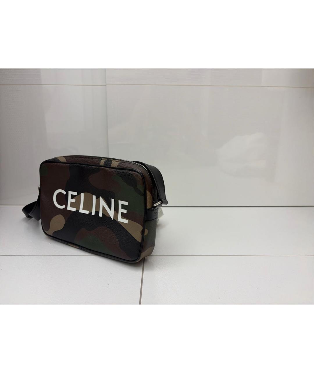 CELINE Хаки барсетка из канвы, фото 2