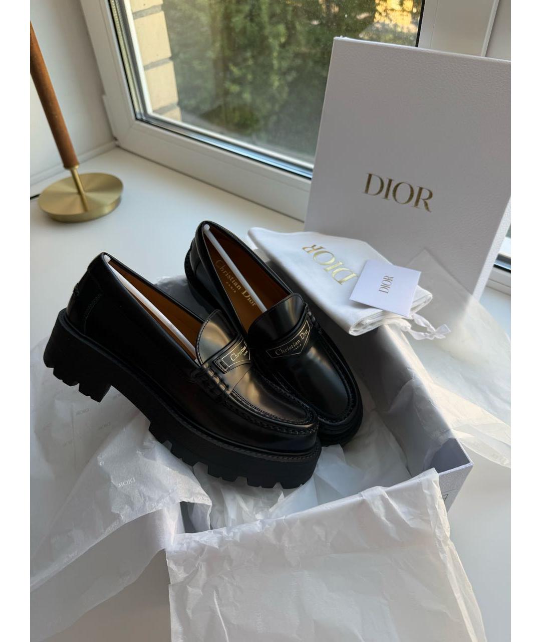 CHRISTIAN DIOR Черные кожаные лоферы, фото 7