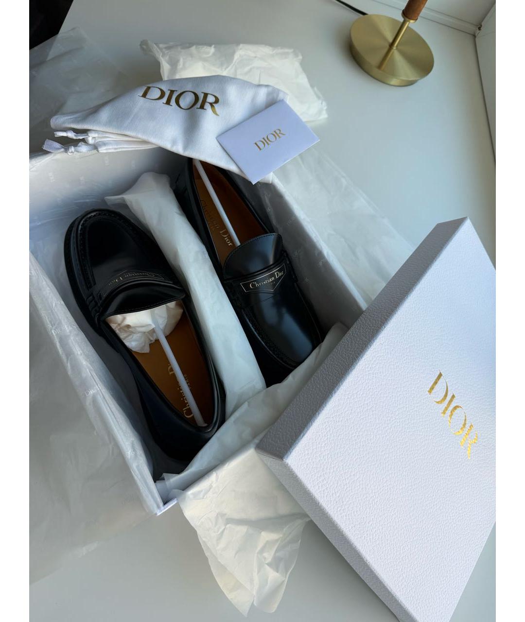 CHRISTIAN DIOR Черные кожаные лоферы, фото 4
