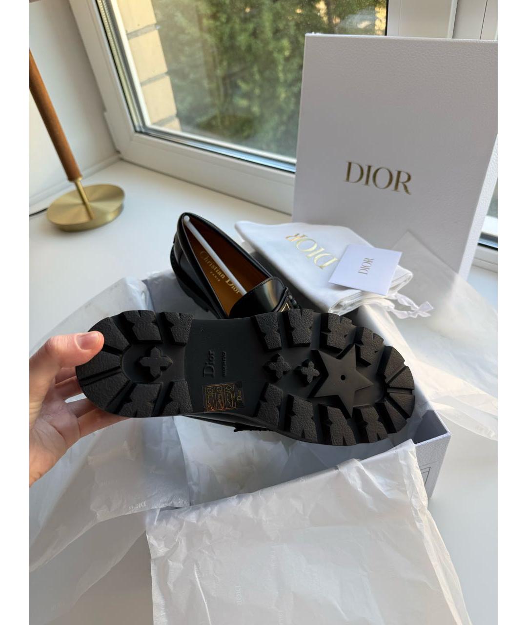 CHRISTIAN DIOR Черные кожаные лоферы, фото 3