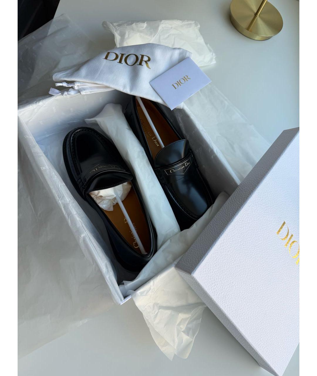 CHRISTIAN DIOR Черные кожаные лоферы, фото 5