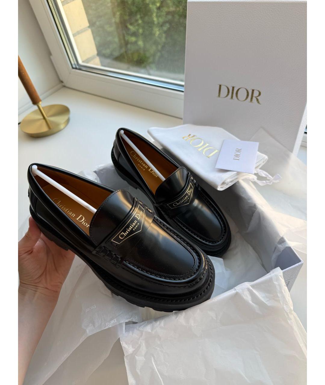 CHRISTIAN DIOR Черные кожаные лоферы, фото 2