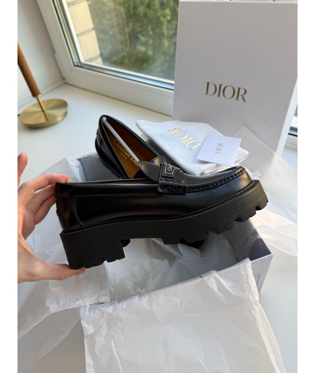 CHRISTIAN DIOR Черные кожаные лоферы, фото 8