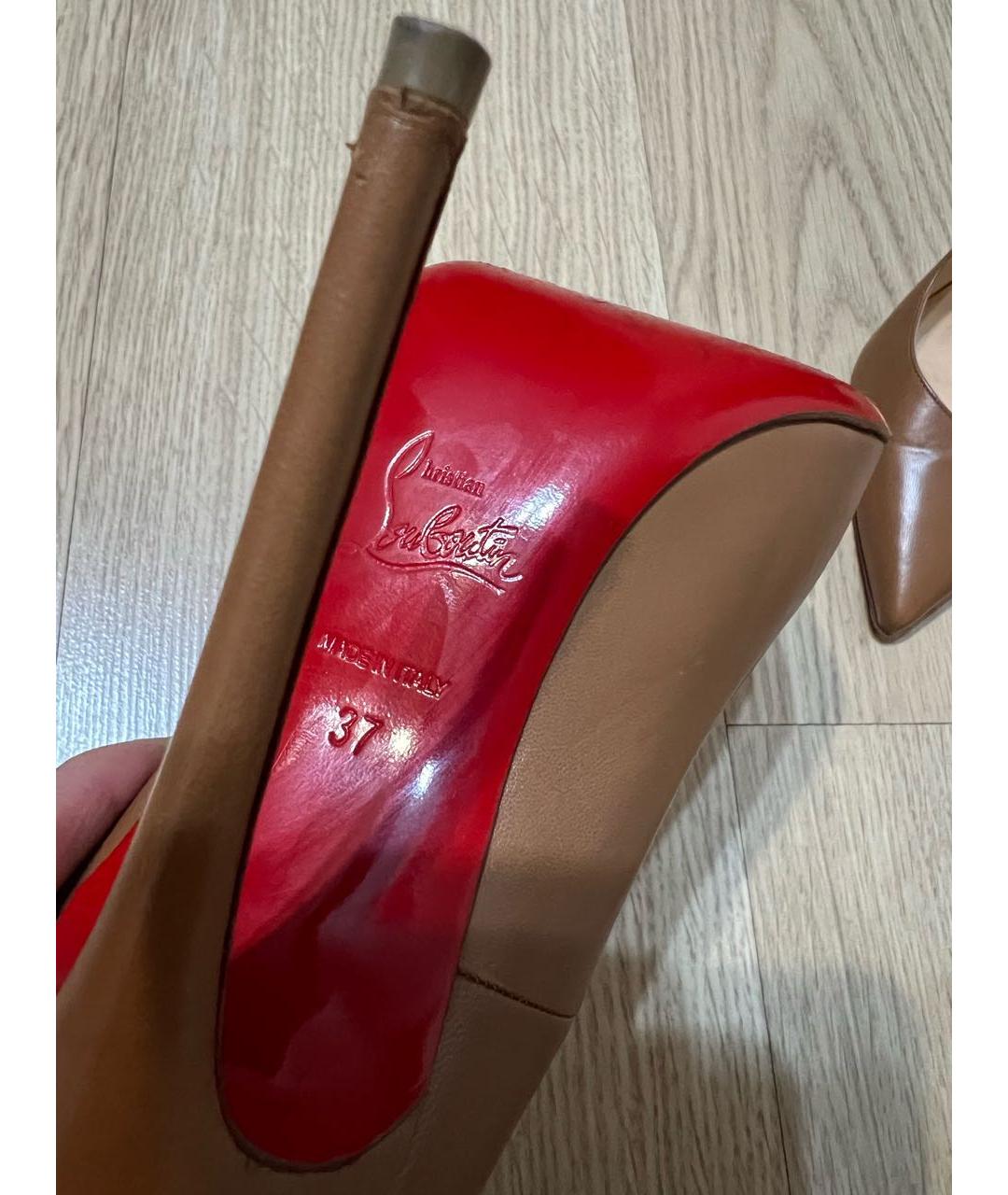 CHRISTIAN LOUBOUTIN Коричневые кожаные туфли, фото 6