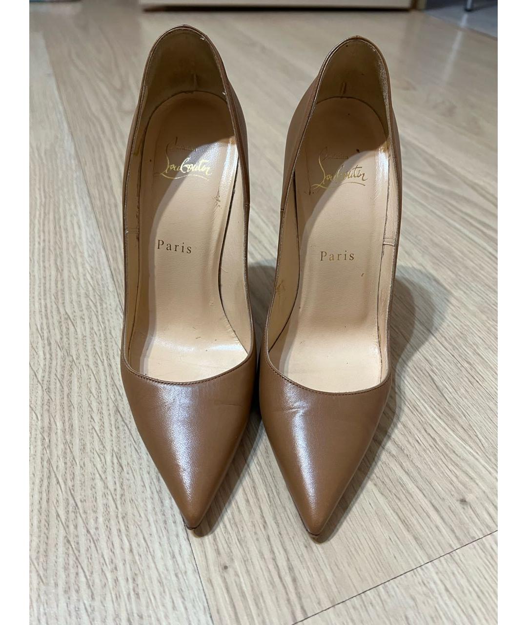 CHRISTIAN LOUBOUTIN Коричневые кожаные туфли, фото 8