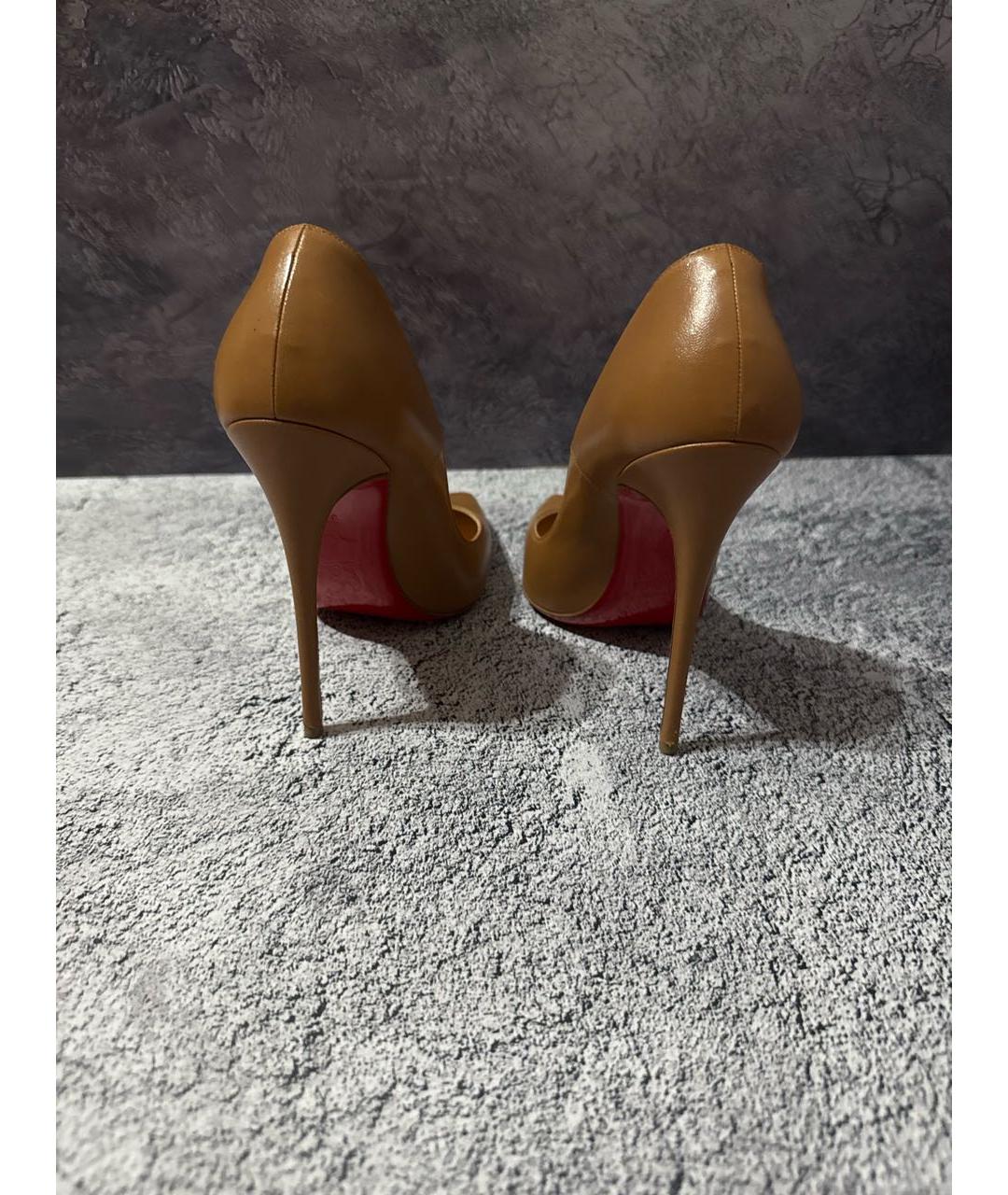 CHRISTIAN LOUBOUTIN Коричневые кожаные туфли, фото 5
