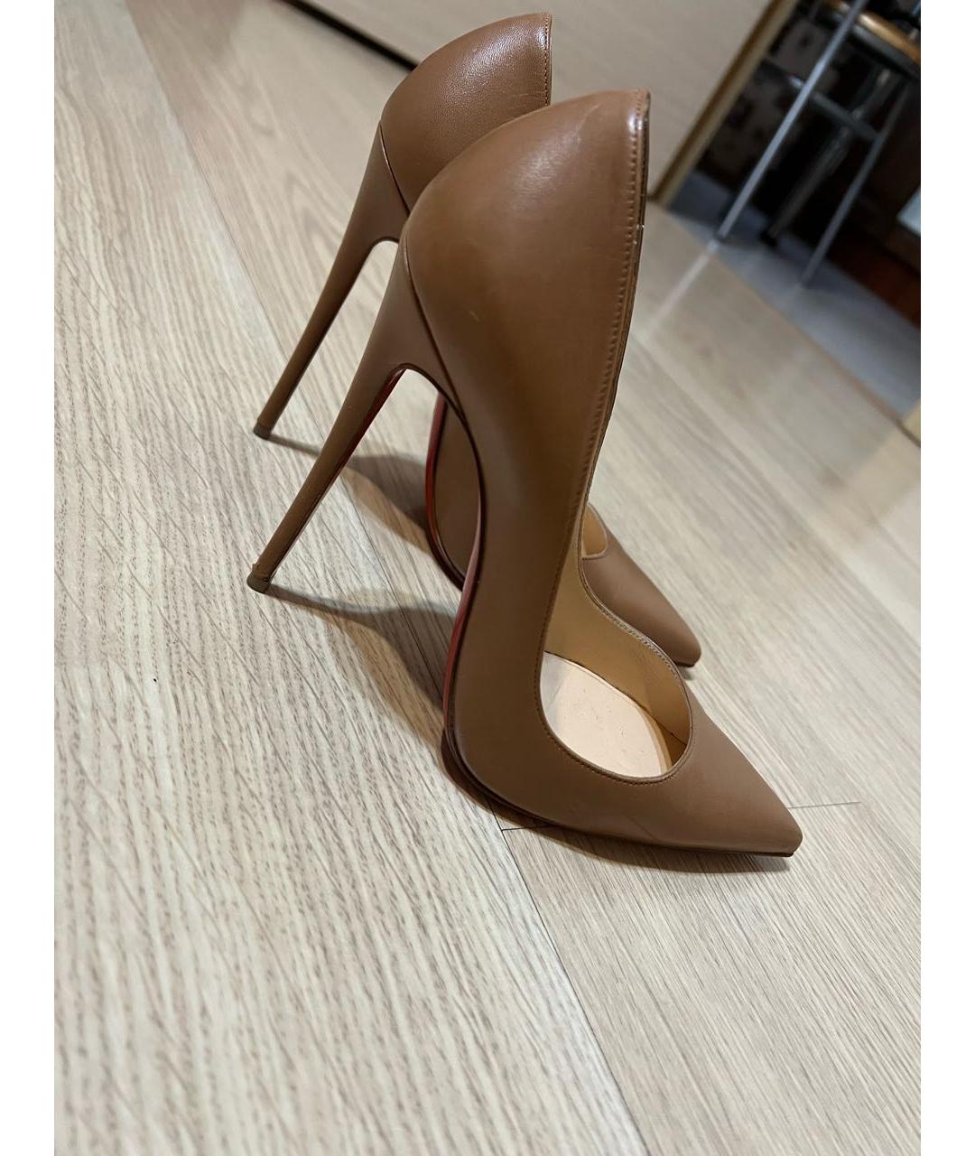 CHRISTIAN LOUBOUTIN Коричневые кожаные туфли, фото 9