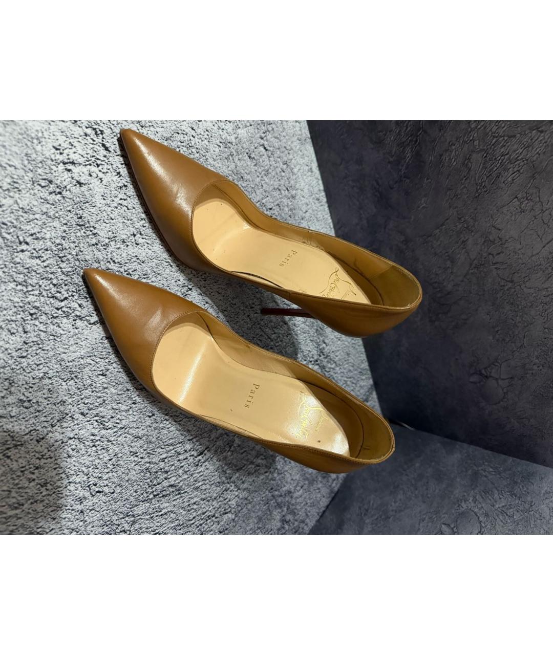 CHRISTIAN LOUBOUTIN Коричневые кожаные туфли, фото 4
